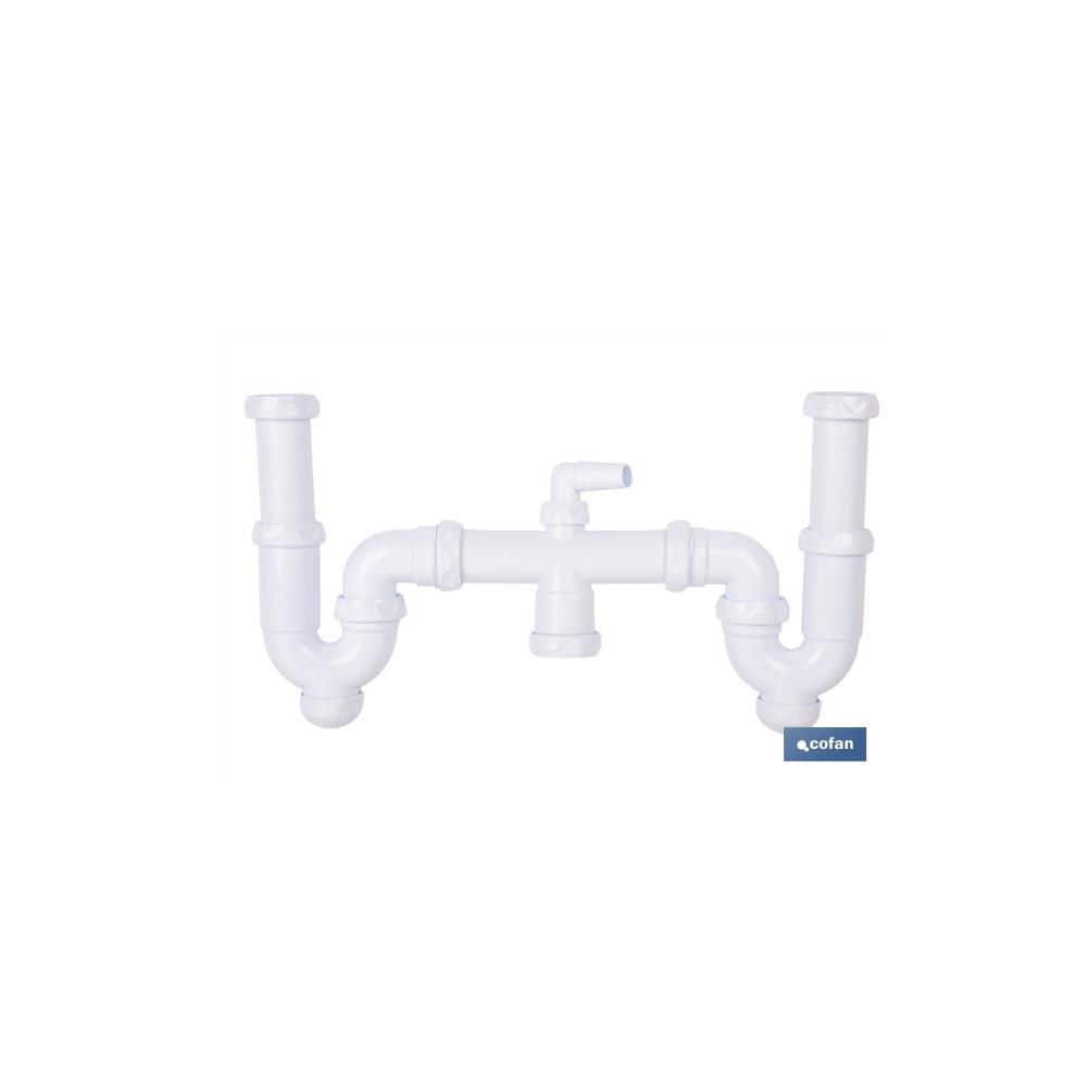 Sifão duplo curvo c/2 saidas 32-40 raccord 11/2 Cofan