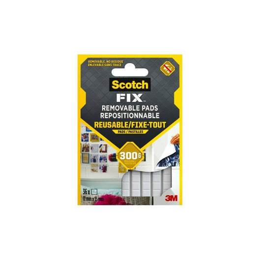 Bl. 36 Almofadas Adesivas Amovíveis Scotch-FIX 11mmx15mm 3M