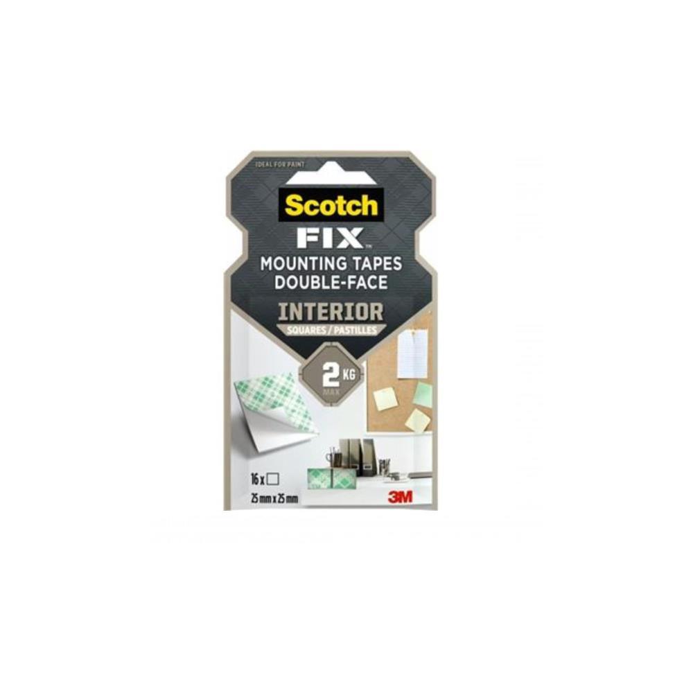 Bl. 16 Quadrados montag. int. dupla face Scotch-FIX 25x25 3M