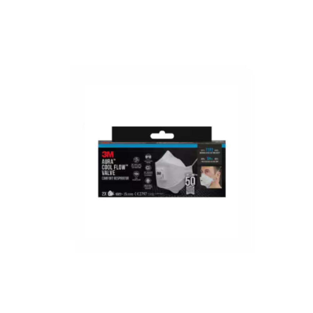 2 Máscaras Partículas  Conforto Aura™ Cool Flow™ 9322+FFP2 3