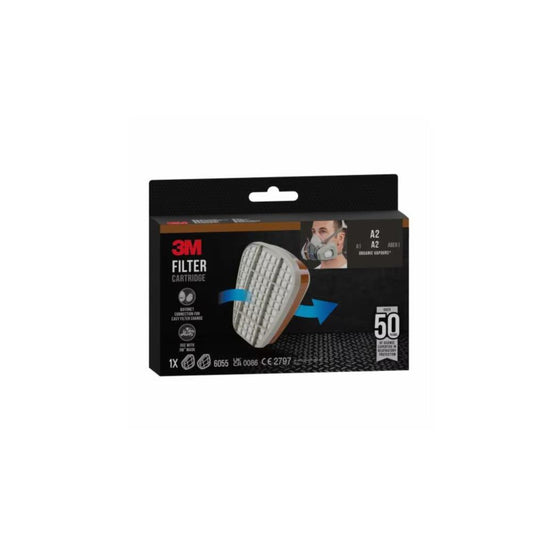 1 Par Cartucho de Filtro 6055, A2 Vapores Orgânicos 3M