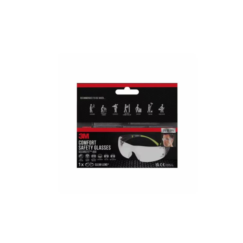 Óculos de segurança SecureFit 400, lentes transparentes 3M