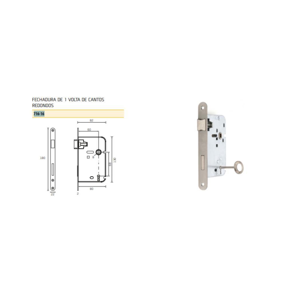 Fechadura t/redonda 1 volta 1 ch. 716x60 inox