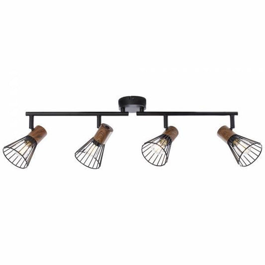 CANDEEIRO DE TETO QUADRUPLO MANAMA E14 PRETO FOSCO S/ LAMP.