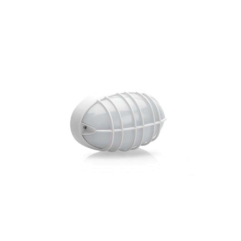 APLIQUE OVAL PLASTICO C/GRELHA 205MM BRANCO