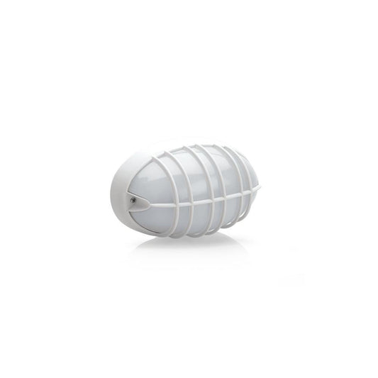 APLIQUE OVAL PLASTICO C/GRELHA 205MM BRANCO