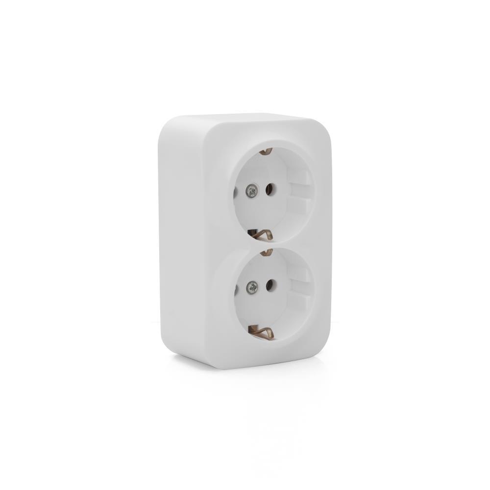 TOMADA SCHUKO DUPLA 2X2P+T ATLÂNTICO 16A C/OBTURADORES