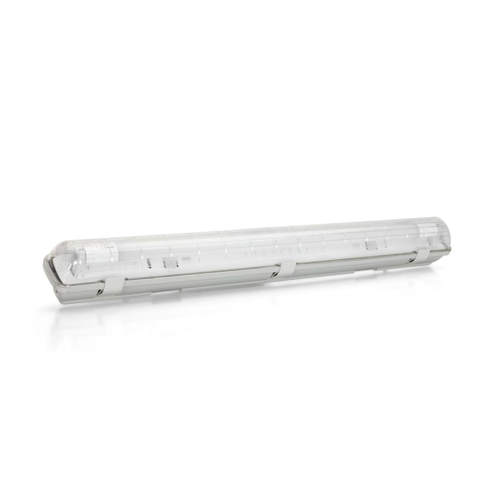 ARM. ESTANQ. PC C/ CLIPS INOX C/L T8 1x18W 6500K