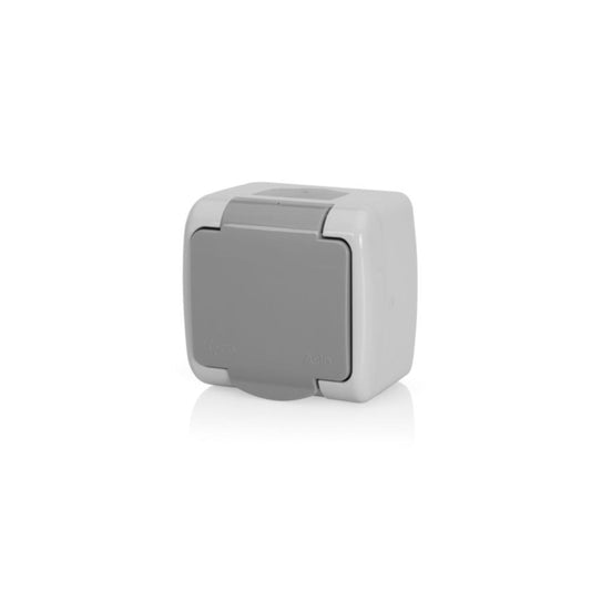 TOMADA T/SCHUKO 2+T IP54 16A - 250V C/AP CINZA