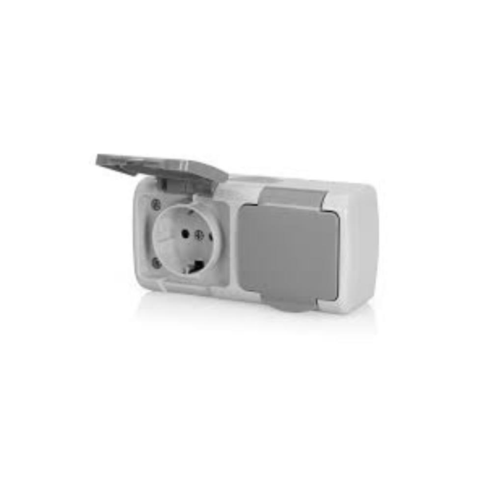 TOMADA DUPLA SCHUKO 2X2P+T 16A IP54 C/OBTUR ASLO