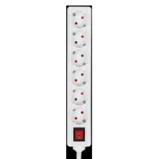 Bloco sextuplo cinter 6x2P+T com cabo 3G1.5mm2 3mt Aslo