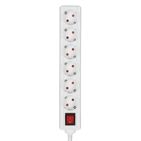 Bloco sextuplo c/inter. 6x2p+t com cabo 3G1.5mm2 1.5mt Aslo
