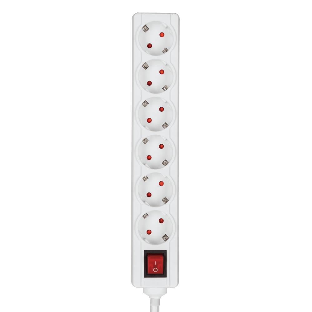 Bloco sextuplo c/inter. 6x2p+t com cabo 3G1.5mm2 1.5mt Aslo