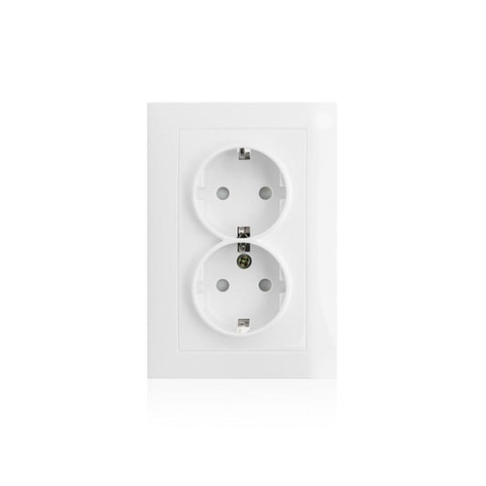 TOMADA DUPLA SCHUKO 2x2P+T 16A C/OBTUR. ALUMÍNIO