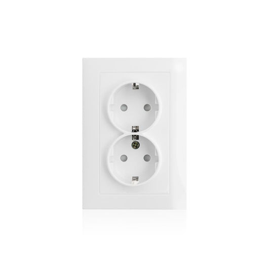 TOMADA DUPLA SCHUKO 2x2P+T 16A C/OBTUR. BRANCO