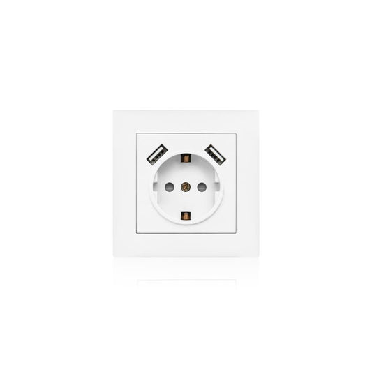 TOMADA MISTA SCHUKO 2P+T  / 2 x USB M2020 ALUMÍNIO