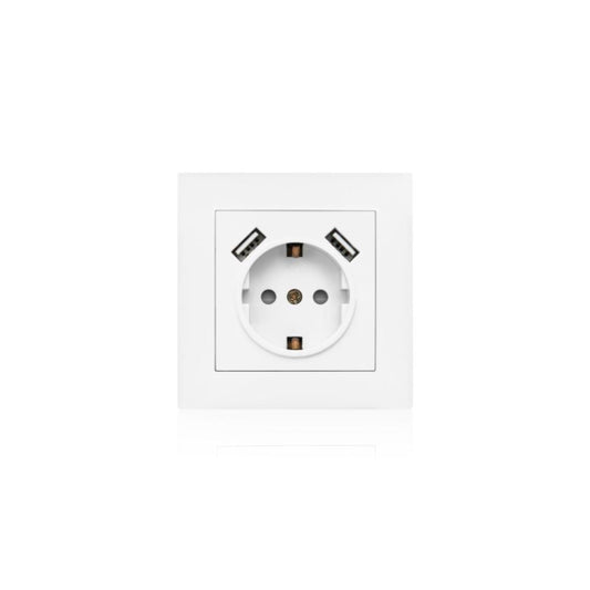 TOMADA MISTA SCHUKO 2P+T  / 2 x USB M2020 BRANCO
