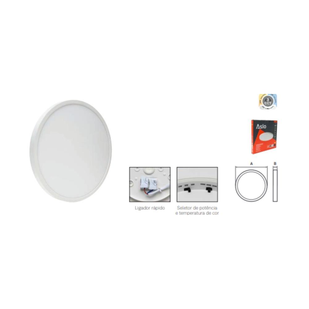 Painel redondo 40W-45W-50W 600mm 3-CTT branco Aslo
