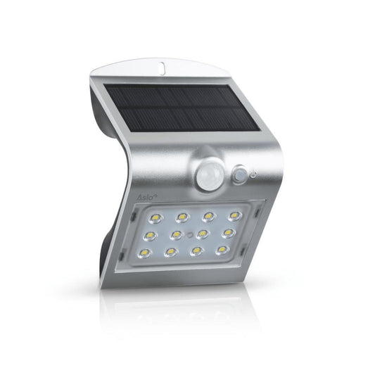 APLIQUE LED SOLAR ORB C/ SENSOR 1.5W CINZ.
