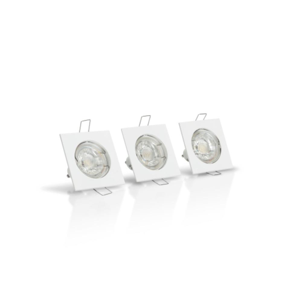 Conjunto 3 aro fixo quadrado +lamp+suporte GU10 Aslo
