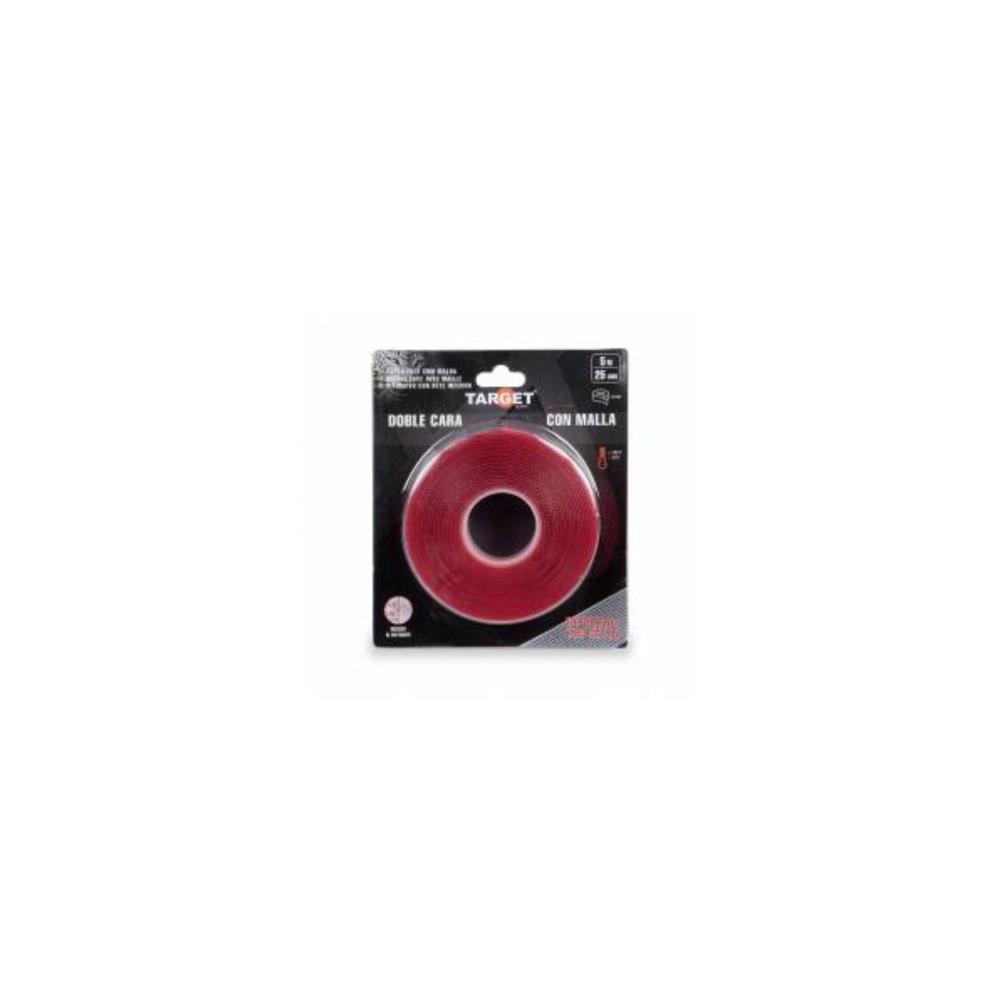 Fita dupla face c/malha 5mt x 25mm Target