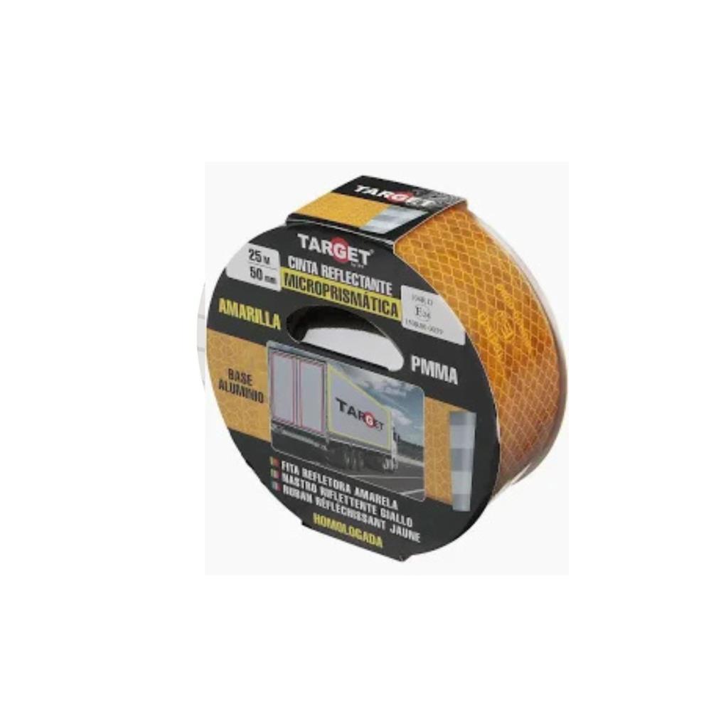 Fita reflectora certificada 25mt x50mm amarela Target