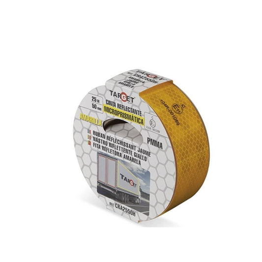 Fita reflectora certificada 25mt x50mm amarela Target