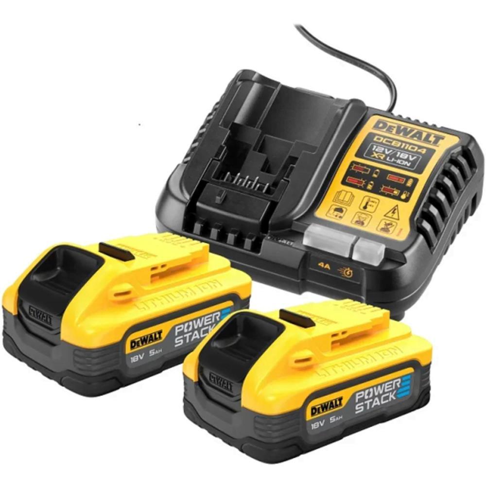 Kit de 2 bat. 18V PS 5ah + carreg. Powerstack DCB1104H2-QW