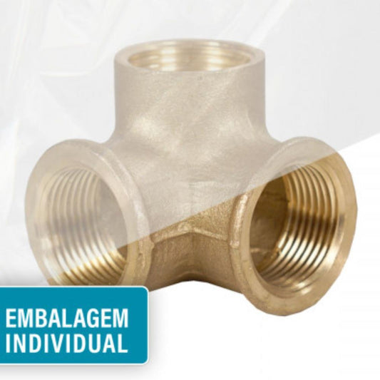 Joelho 3 vias femea 3/4 latão