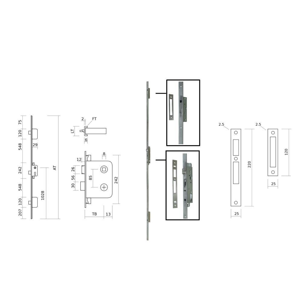 FECHAD. 3P 4230L65X25mm T. U S/ CIL. INOX TESA