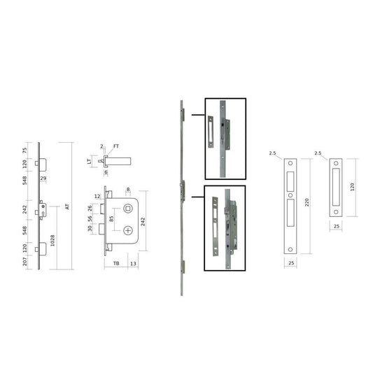 FECHAD. 3P 4230L65X25mm T. U S/ CIL. INOX TESA