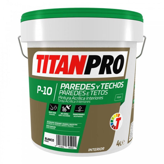 4L TINTA ACRILICA INTERIORES P-10 BRANCO MATE TITAN