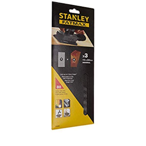 3 FOLHAS DE 1/2 LIXA MALHA 115X280 GR. 80 STANLEY