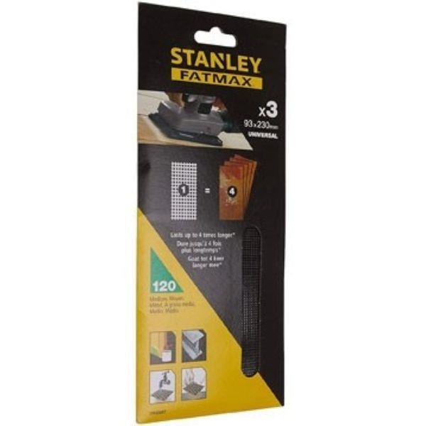 3 FOLHAS DE LIXA S/VELCRO 93X230mm GR. 120 STA39057-XJ STANLEY