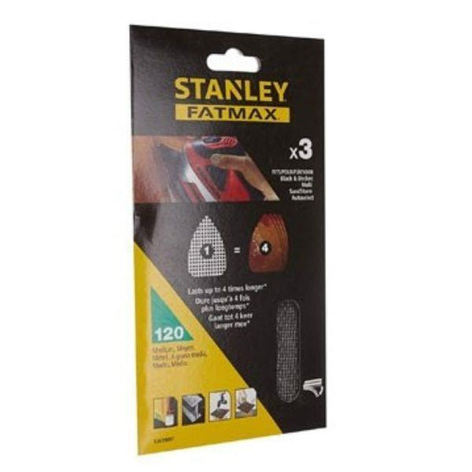 3 FOLHAS DE 1/4 LIXA MALHA 115X140 GR. 120 STANLEY
