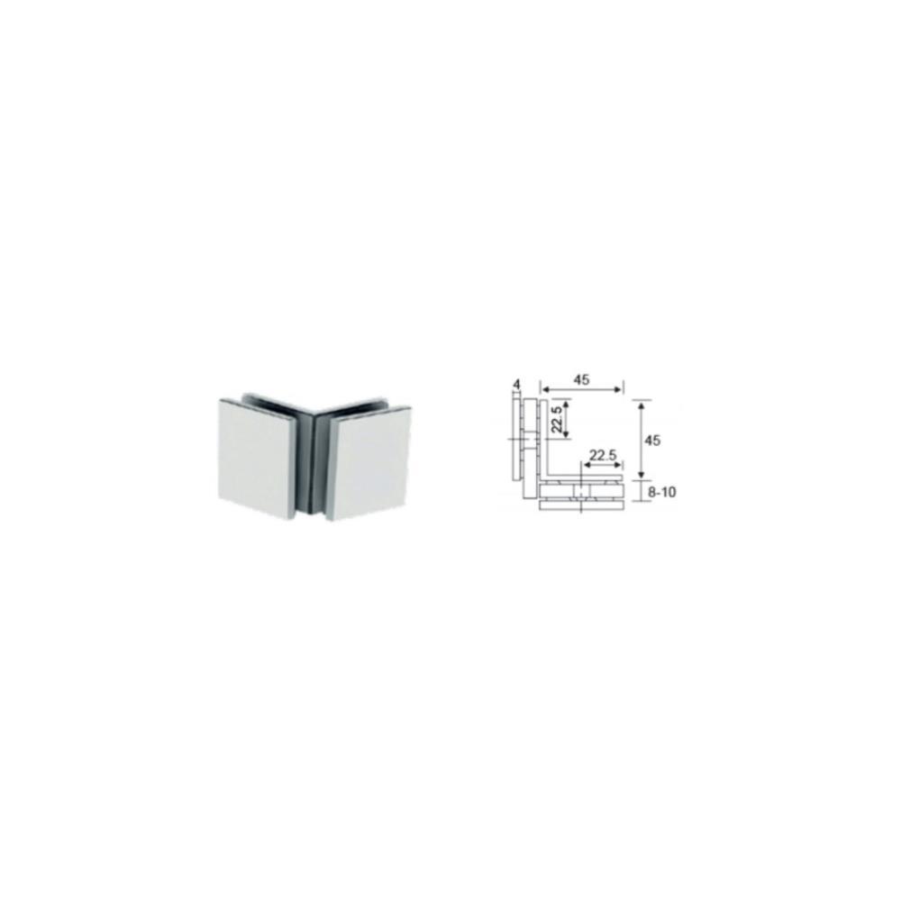 Suporte p/vidro ref. SV04 90º duplo 45x45x4mm inox sat