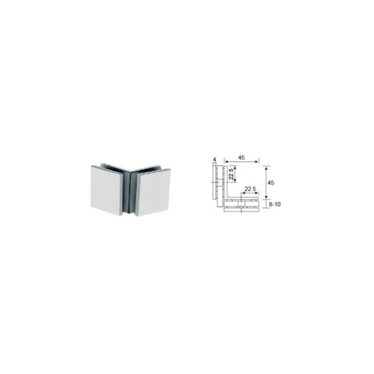 Suporte p/vidro ref. SV04 90º duplo 45x45x4mm inox sat