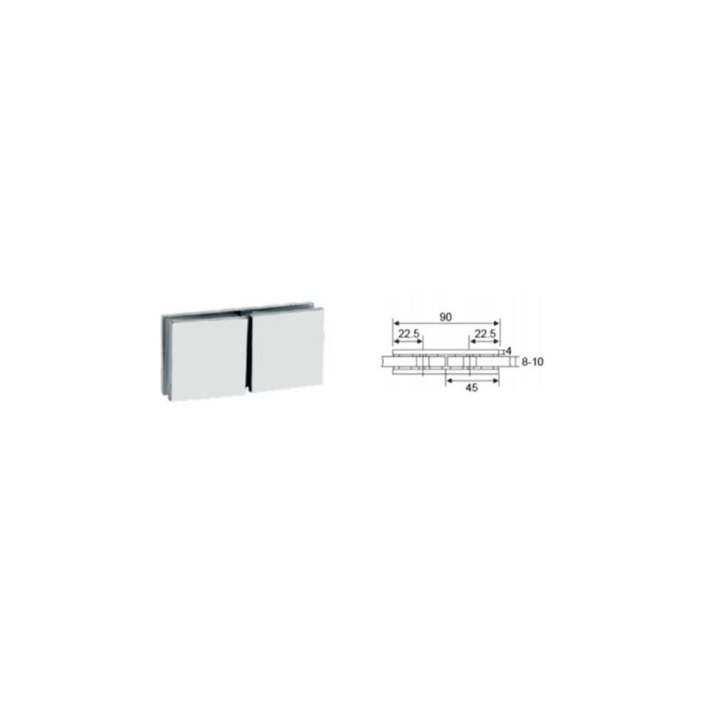 Suporte p/vidro ref. SV07 180º duplo 45x45x4mm inox sat