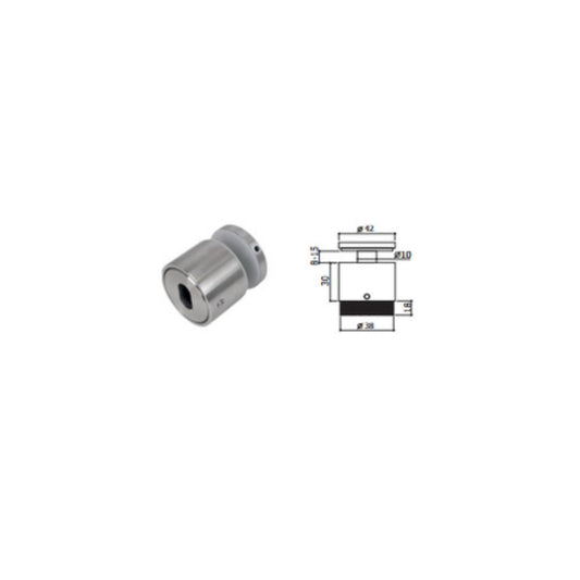Suporte excêntrico p/vidro 42mm ref SV42 inox polido
