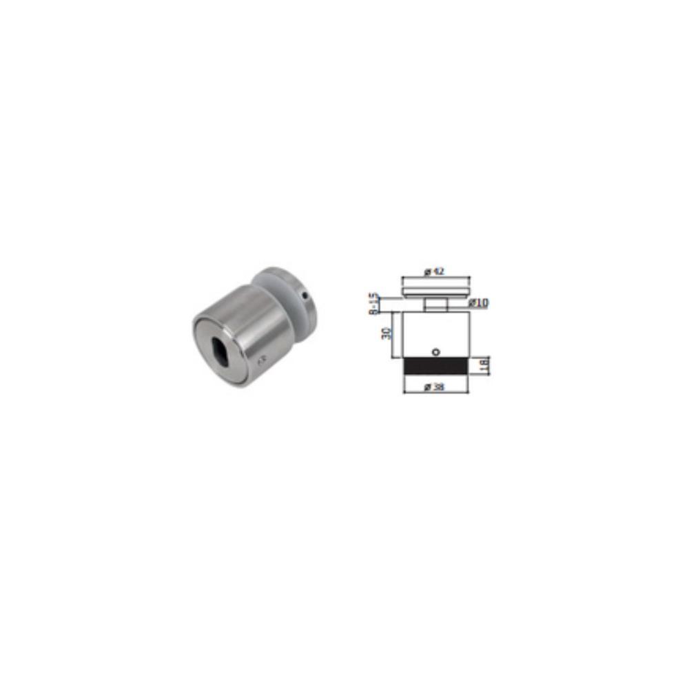 Suporte excêntrico p/vidro 42mm ref SV42 inox sat.