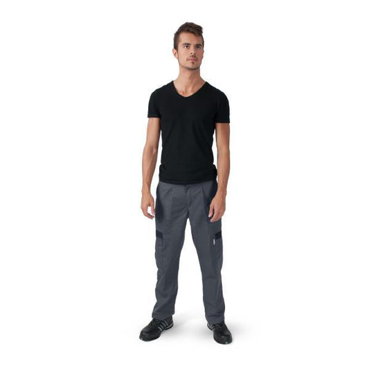 CALÇA TRABALHO CINZA/PRETO 65/35 POL.ALG. TAM. 42