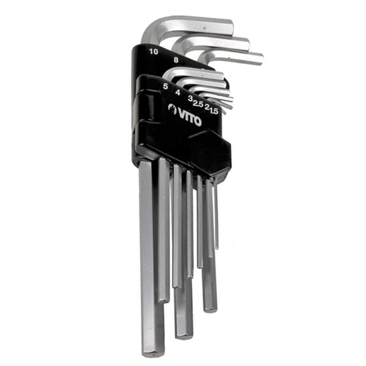 CONJUNTO 9 CHAVES HEXAGONAIS LONGAS PRO (1,5 A 10MM)