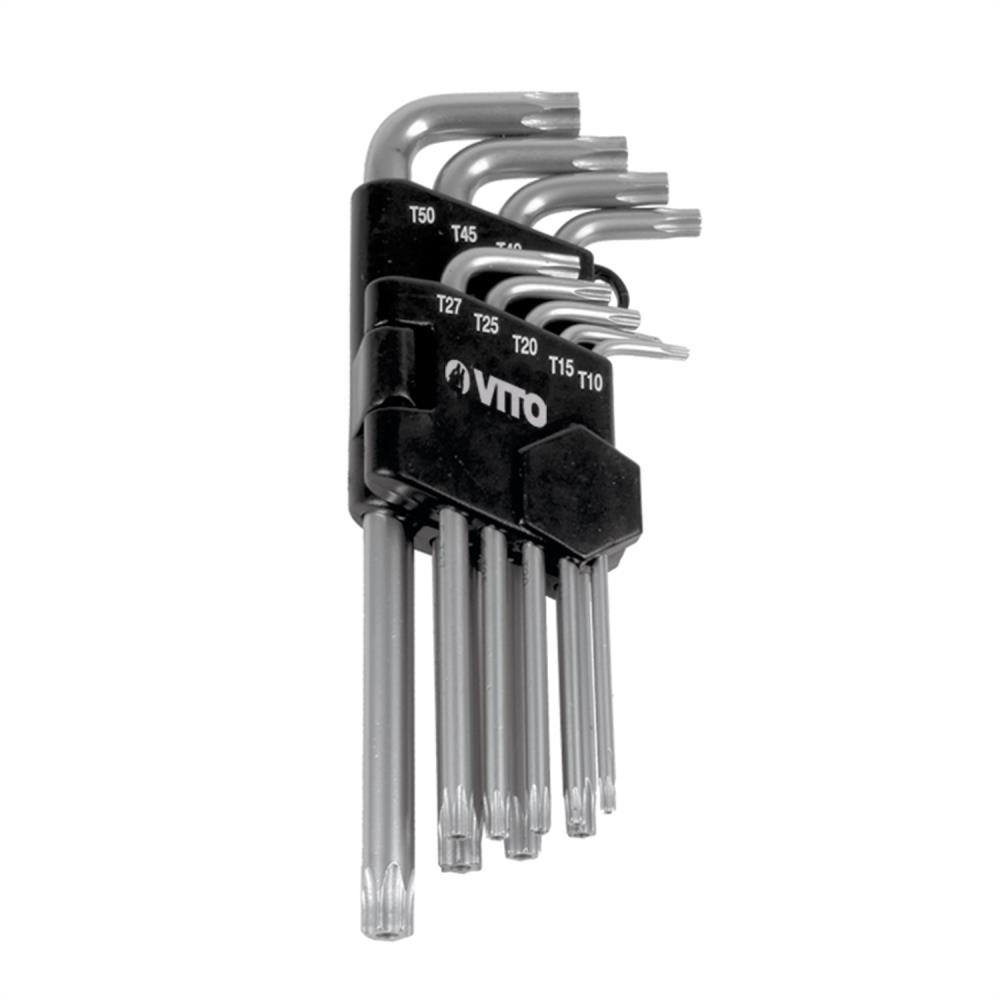 CONJUNTO 9 CHAVES TORX LONGAS COM SEGREDO PRO