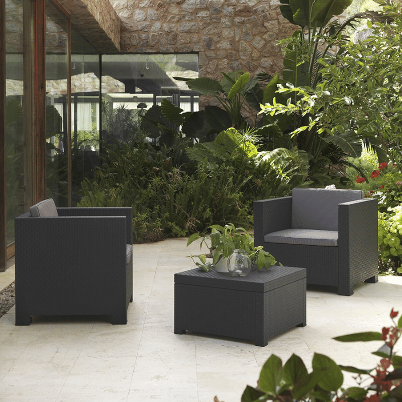 Conjunto mesa e cadeiras jardim DIVA GRAFITE SP BERNER- GLOBALBRICO
