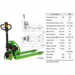 Porta paletes a bateria litio 1500kg 48V/20Ah Imcoinsa