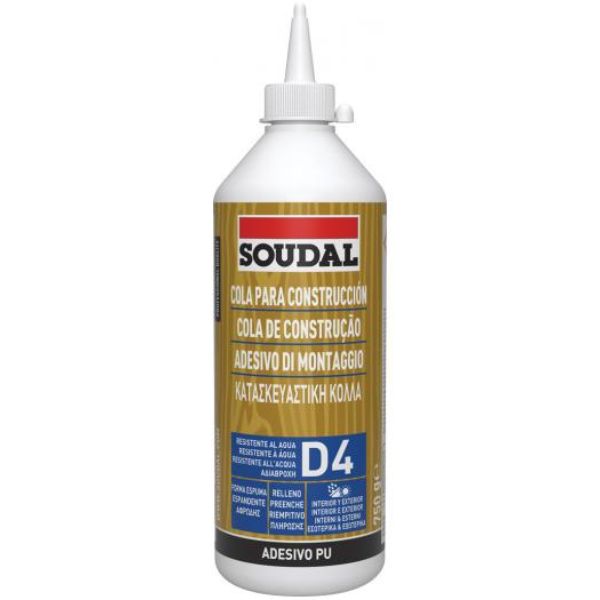 Cola pu para madeira D4 resistente a agua 250gr Soudal