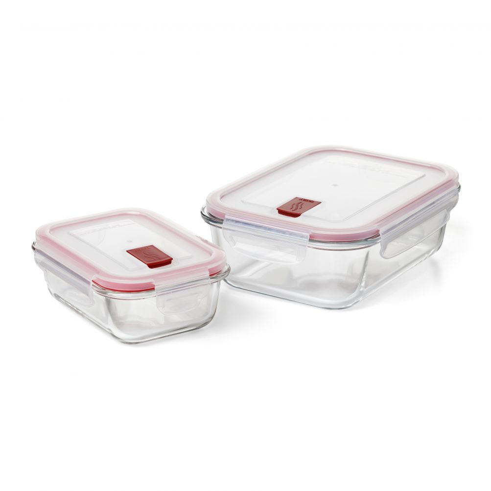 Set caixa hermetica vidro 1.0L+0.37l vermelho tatay