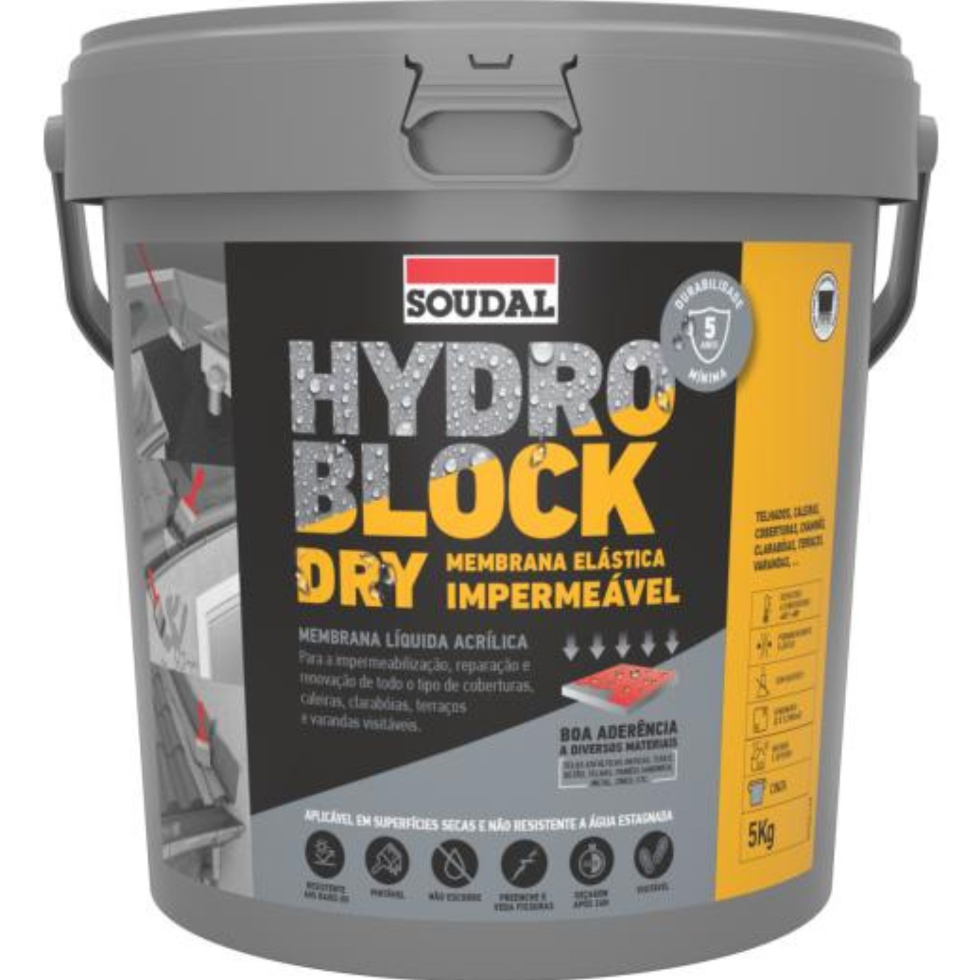 5kg Membrana hydro block dry cinza Soudal