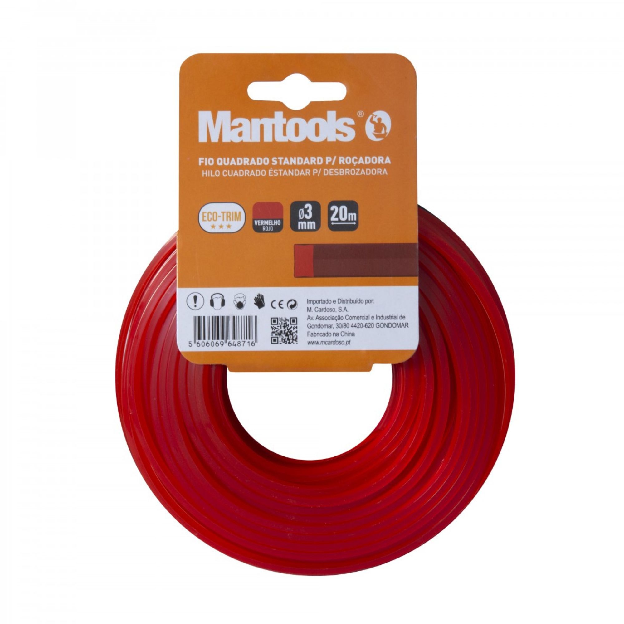 Fio quadrado eco vermelho p/roçadora-HG 3.0mm - 20mt