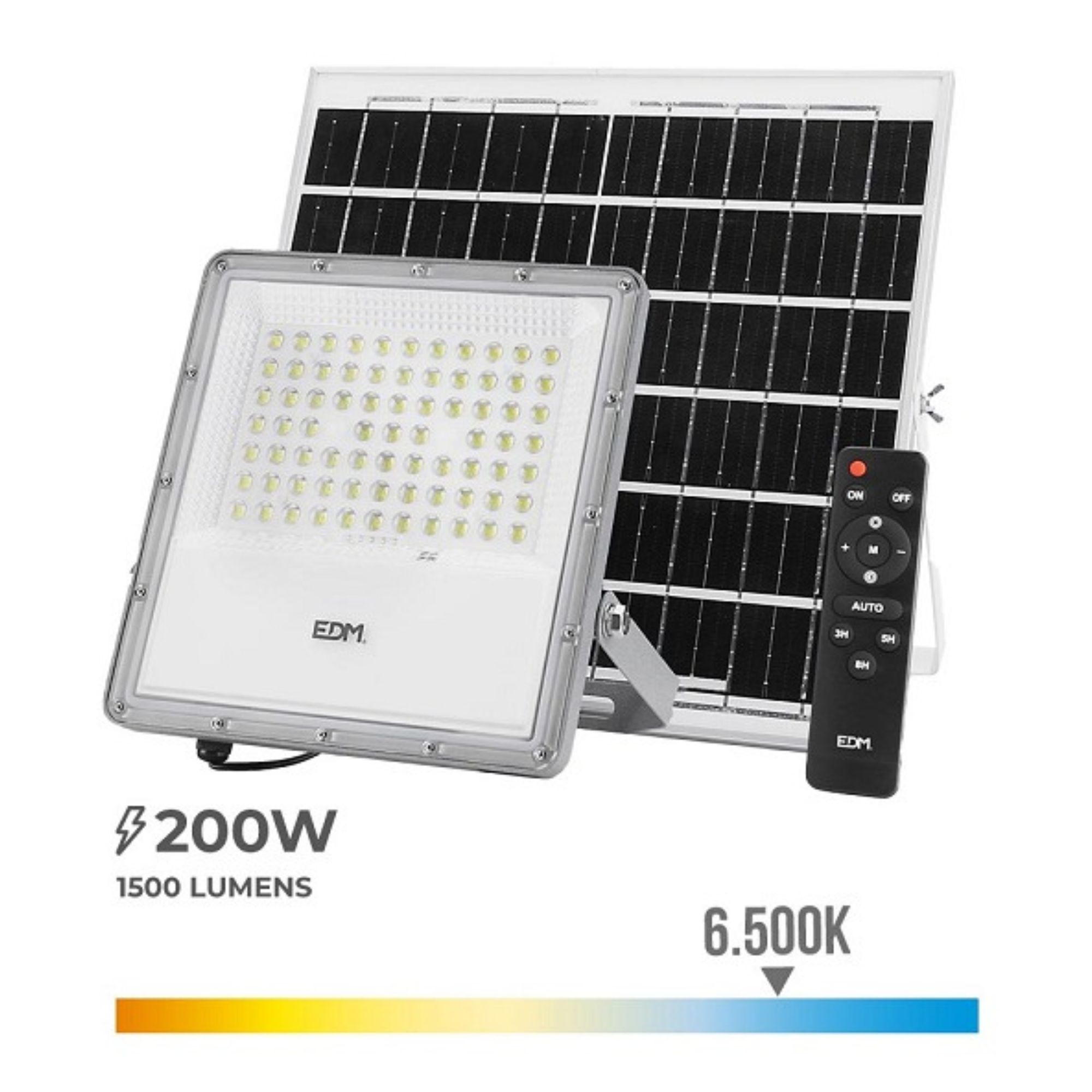 Projector led solar 2000w 1500 lumens 6500K IP65 EDM